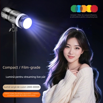 Lumină portabilă pentru fotografie cu sursă COB, priză E27, alimentare 24V/3A, reglabilă în intensitate și temperatură a culorii