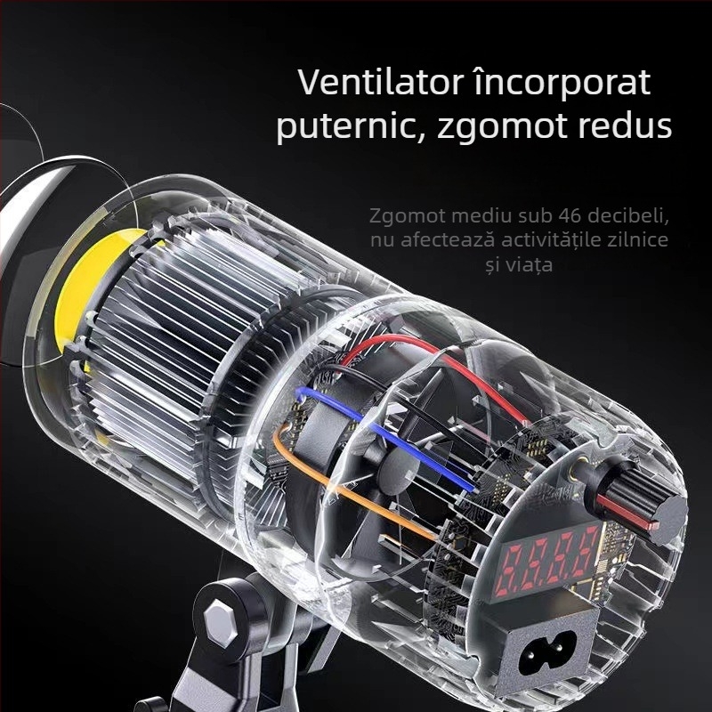 Lumină portabilă pentru fotografie cu sursă COB, priză E27, alimentare 24V/3A, reglabilă în intensitate și temperatură a culorii