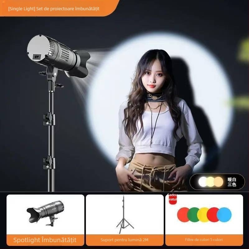 Lumină portabilă pentru fotografie cu sursă COB, priză E27, alimentare 24V/3A, reglabilă în intensitate și temperatură a culorii