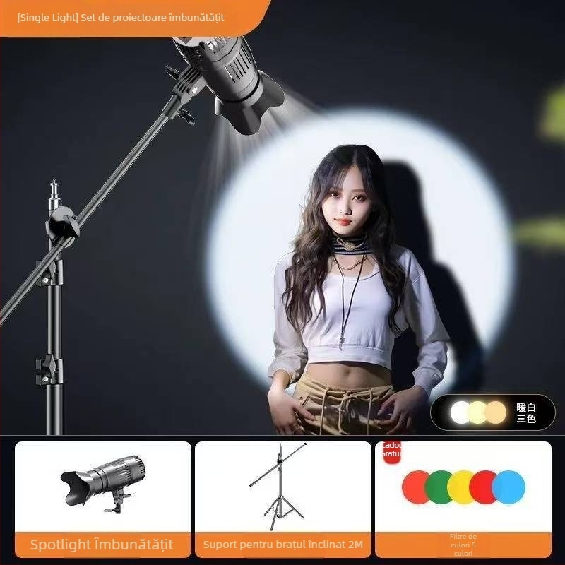 Lumină portabilă pentru fotografie cu sursă COB, priză E27, alimentare 24V/3A, reglabilă în intensitate și temperatură a culorii