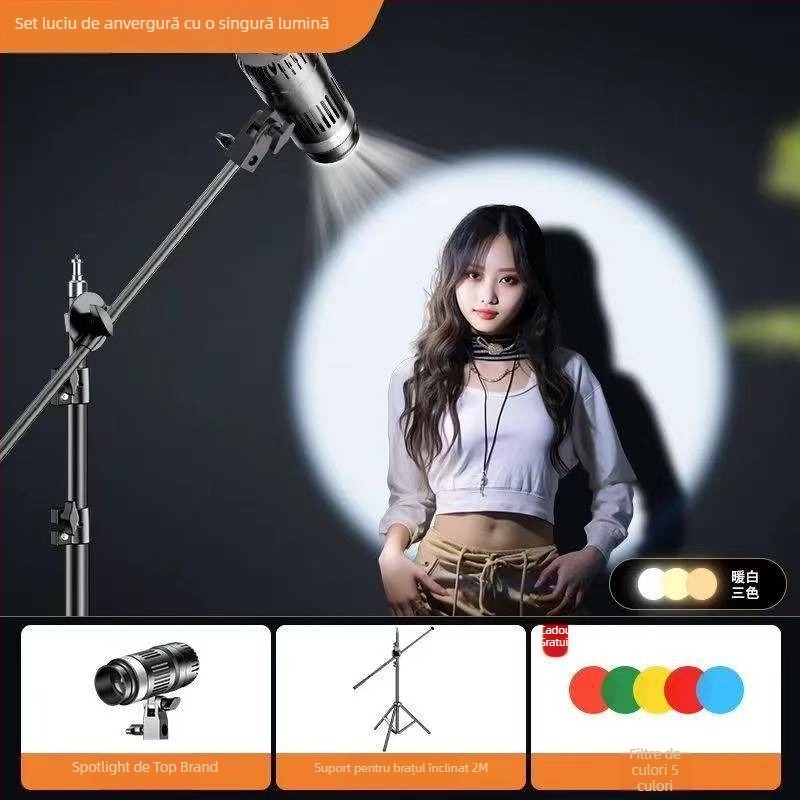 Lumină portabilă pentru fotografie cu sursă COB, priză E27, alimentare 24V/3A, reglabilă în intensitate și temperatură a culorii