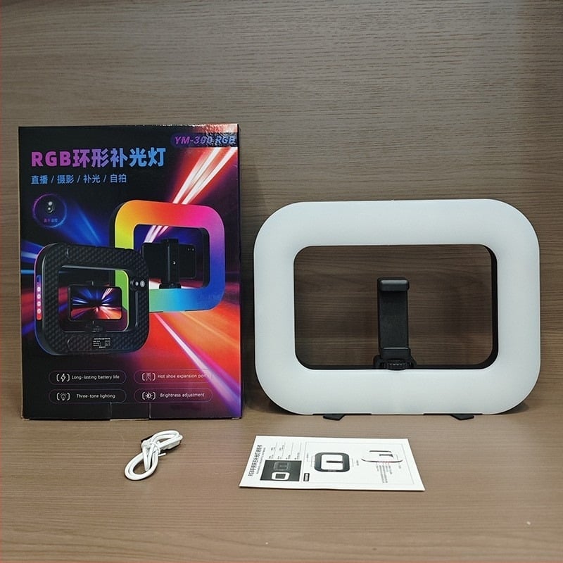 Lampa LED inelar portabilă pentru selfie și live pe telefon, cu baterie încorporată, alimentare 5V, putere 10–50W