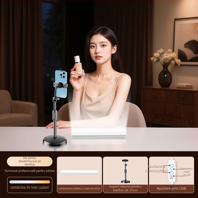 Lumină LED de umplere pentru streaming live, reglaj luminozitate, 10-50W, 220V, utilizare verticală