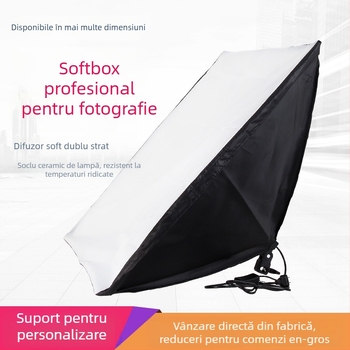 Kit de Iluminat pentru Fotografie pentru Streaming Live cu Softbox, Suport E27, 110–220V, Sursă de Alimentare Independentă, Reglare a Luminozității