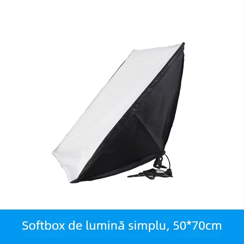 Kit de Iluminat pentru Fotografie pentru Streaming Live cu Softbox, Suport E27, 110–220V, Sursă de Alimentare Independentă, Reglare a Luminozității
