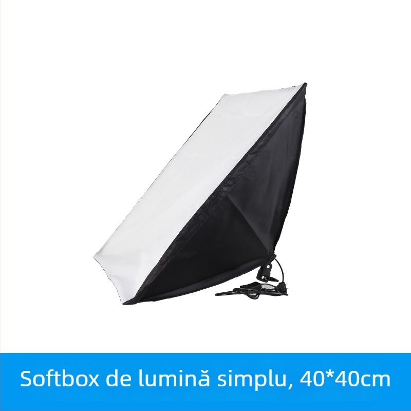 Kit de Iluminat pentru Fotografie pentru Streaming Live cu Softbox, Suport E27, 110–220V, Sursă de Alimentare Independentă, Reglare a Luminozității