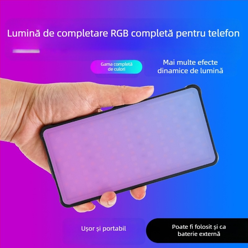 Lumină LED RGB pentru fotografiere cu telefonul – 3 moduri de iluminare, lampă portabilă de buzunar, model KY-BK0926, 10-50W