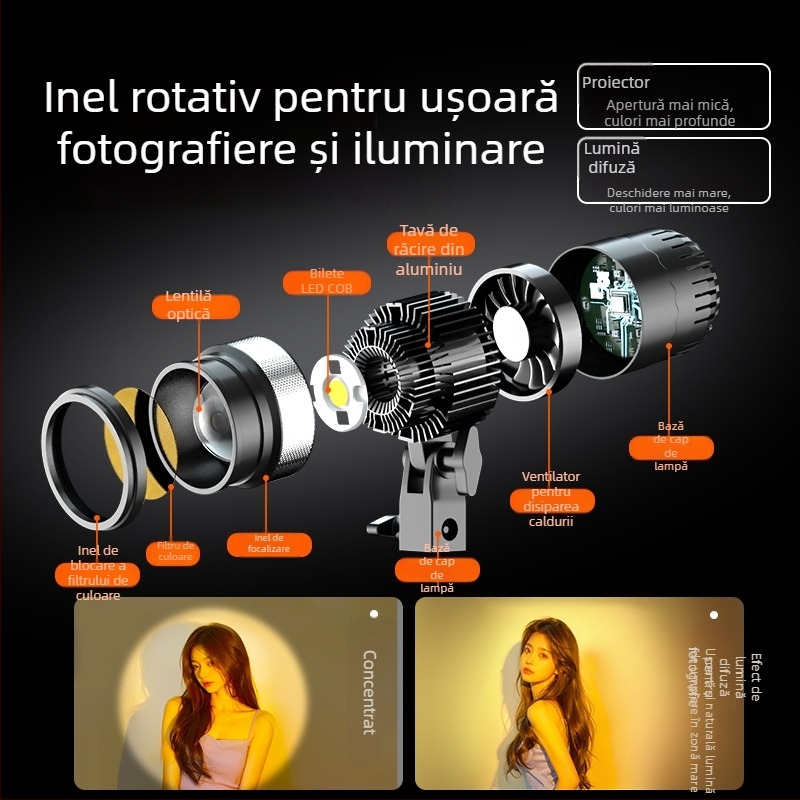 Lumină digitală pentru fotografie Sinoni Hair lamp, 5500K, iluminare reglabilă, intensitate reglabilă