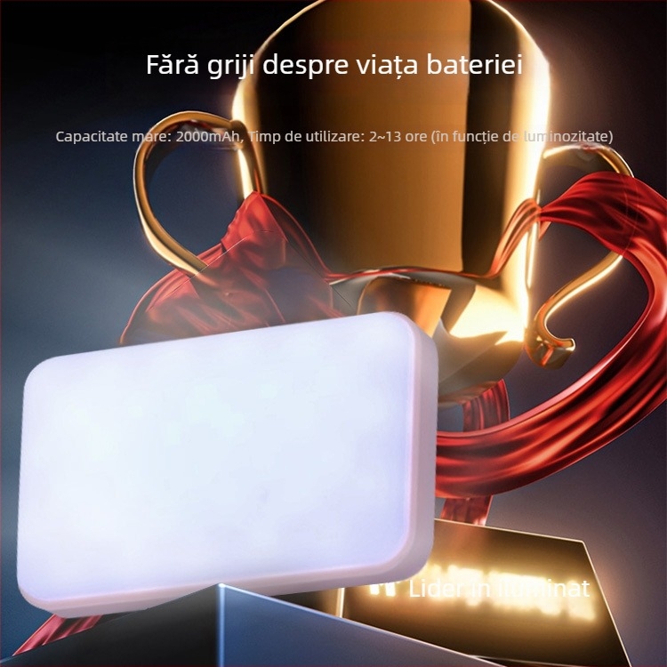 Lumină LED de umplere compactă, reîncărcabilă, manuală, reglabilă în intensitate cu trei temperaturi de culoare pentru streaming live și fotografie
