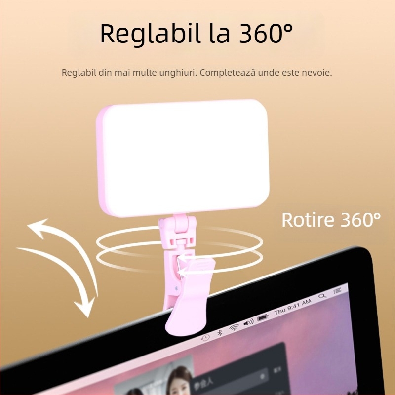 Lumină LED de umplere compactă, reîncărcabilă, manuală, reglabilă în intensitate cu trei temperaturi de culoare pentru streaming live și fotografie