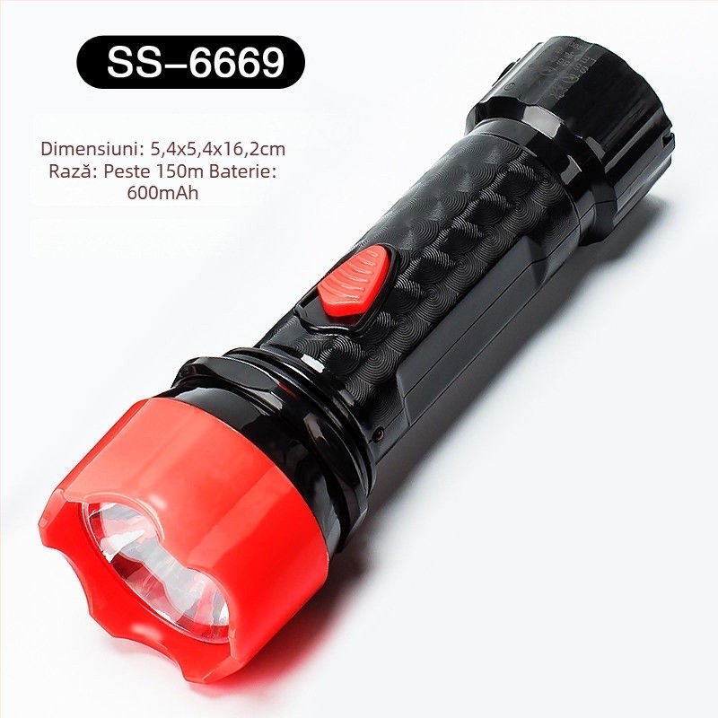 Fener LED de urgență portabil – Susen, LED 3W, alimentare manuală prin manivelă, baterie 500 mAh, reîncărcabil cu încărcător, rază fascicul 100–200 m