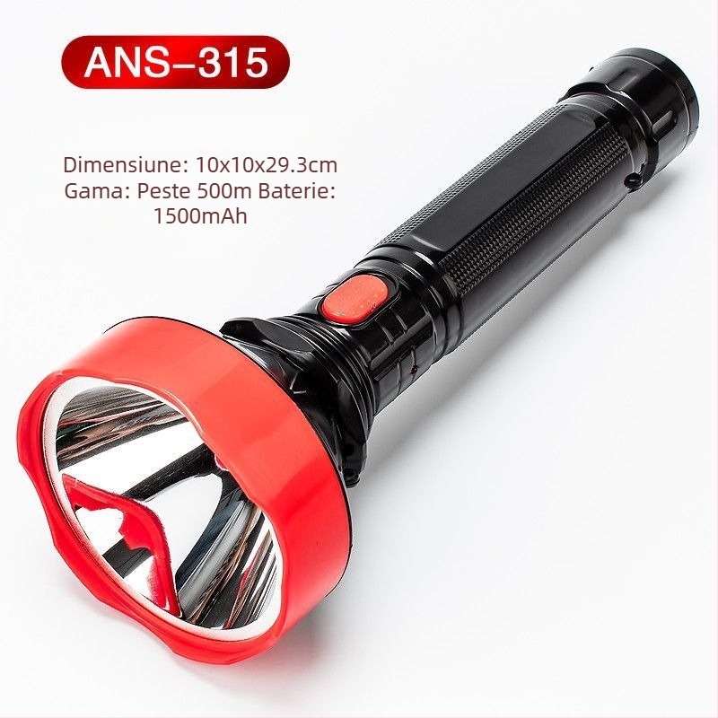 Fener LED de urgență portabil – Susen, LED 3W, alimentare manuală prin manivelă, baterie 500 mAh, reîncărcabil cu încărcător, rază fascicul 100–200 m