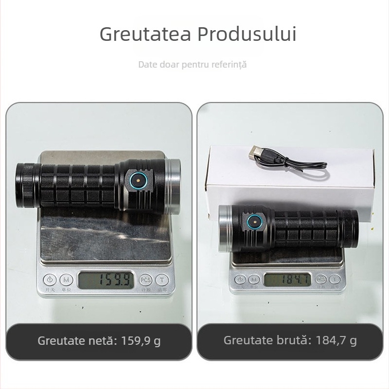 Lanternă de mână pentru camping în aer liber: 25W, 1600lm, rază 50–100 m, corp din aliaj de aluminiu