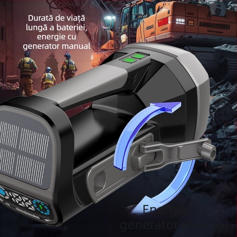 Focar cu trei LED-uri, alimentare solară, afișaj digital, 10W, 400mAh