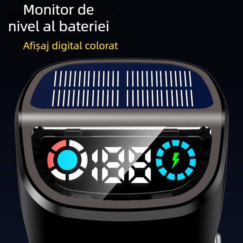 Focar cu trei LED-uri, alimentare solară, afișaj digital, 10W, 400mAh