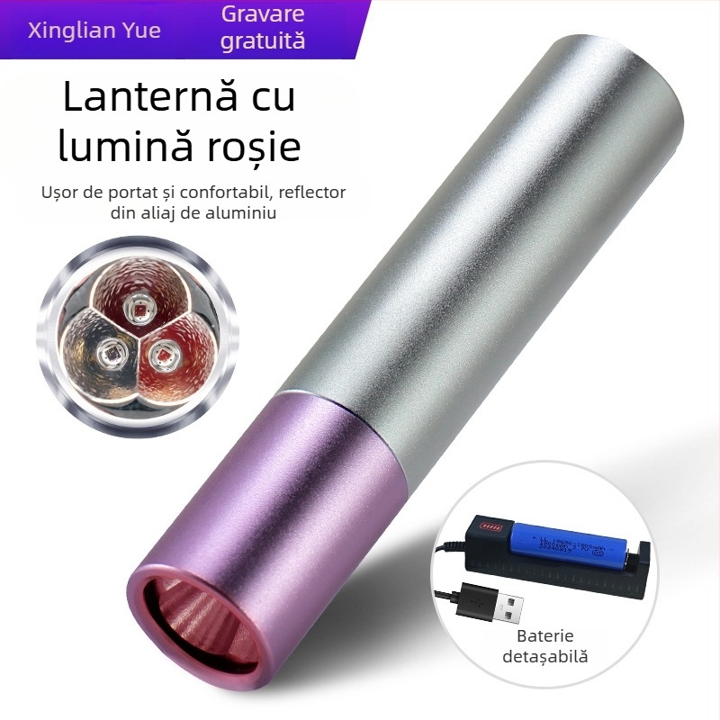 Lanternă LED portabilă cu IR 630/660/850 nm, 3xLED 1,5W, baterie 1800mAh, încărcător inclus, protecție la supraîncărcare
