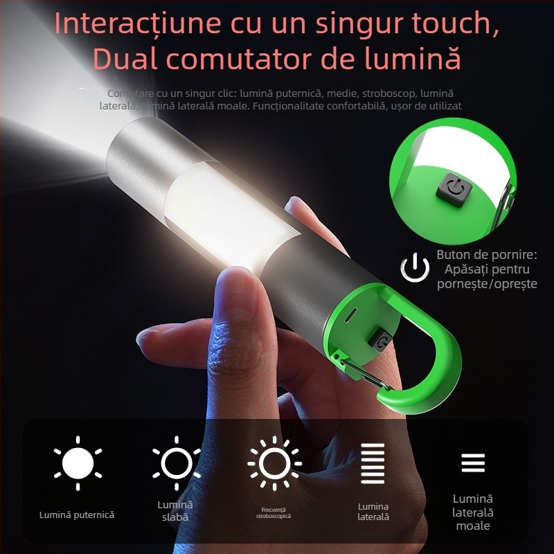 Lanternă reîncărcabilă pentru camping, cu sursă de lumină tip bec, baterie 800 mAh, 1W, încărcare, rază până la 50–100 m