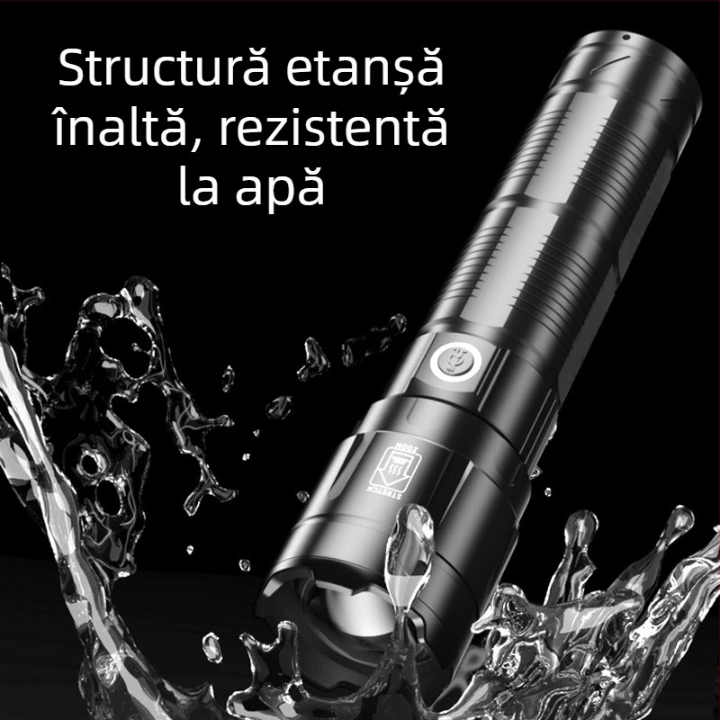 Lanternă LED pentru camping, rotație la 360°, reîncărcabilă, rază 500 m, 15W, 7200