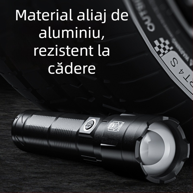 Lanternă LED pentru camping, rotație la 360°, reîncărcabilă, rază 500 m, 15W, 7200