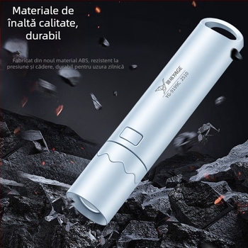 Lanternă portabilă cu design telescopic, LED 3W, 140 lm, autonomie 3 ore, baterie reîncărcabilă 14500