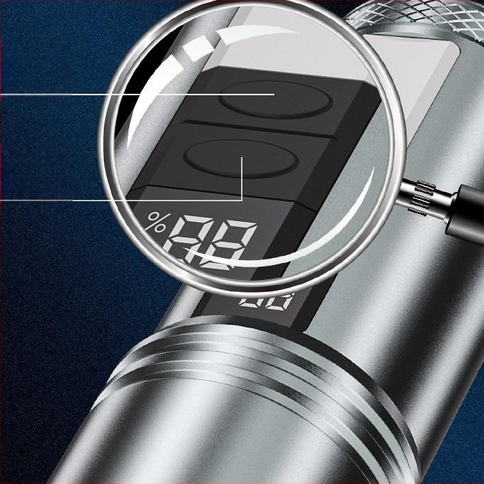 Lanternă LED COB cu alimentare manuală, corp din aluminiu, încărcare USB, rază 100–200 m, autonomie baterie 4 h