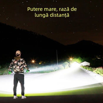 Divine Fish Lanternă LED, alimentare manuală, 5W, baterie 2000mAh, rază peste 500 m, reîncărcabilă