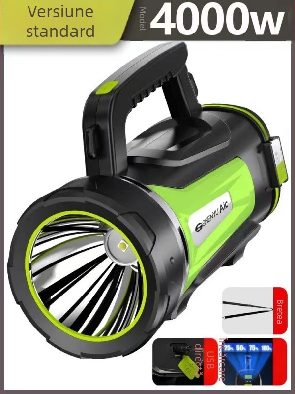 Divine Fish Lanternă LED, alimentare manuală, 5W, baterie 2000mAh, rază peste 500 m, reîncărcabilă