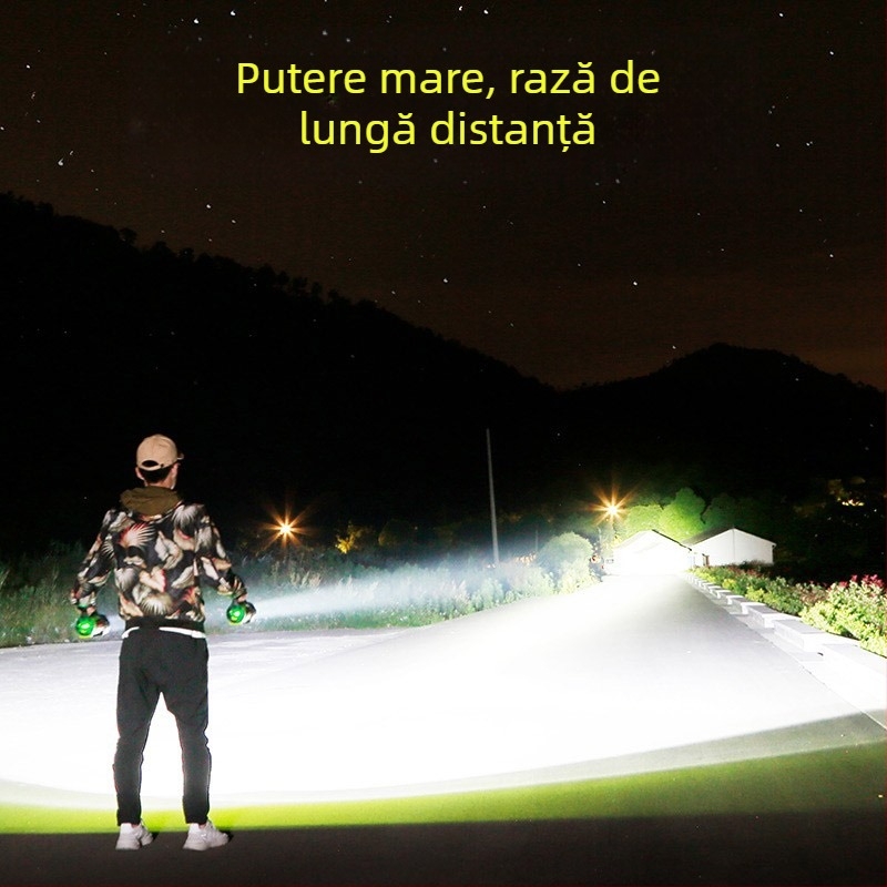 Divine Fish Lanternă LED, alimentare manuală, 5W, baterie 2000mAh, rază peste 500 m, reîncărcabilă