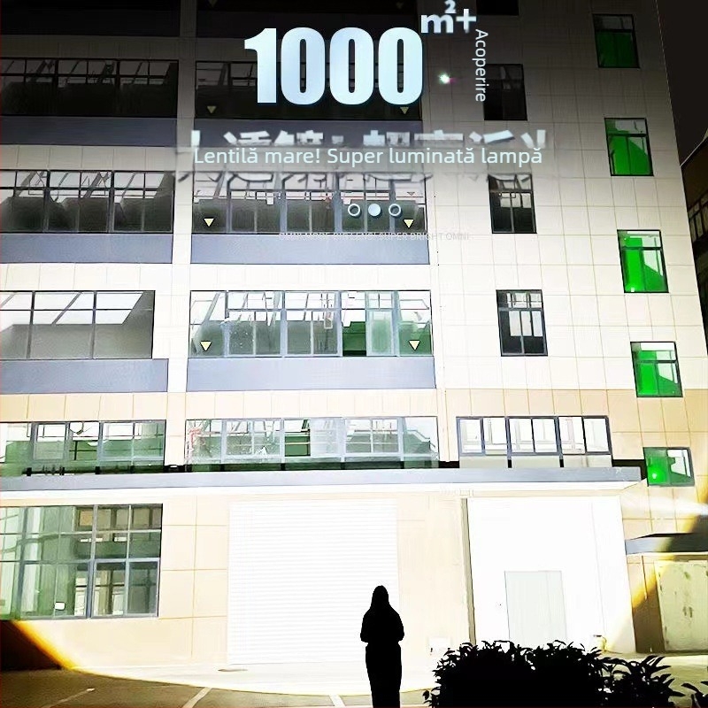 Lanternă LED Eagle Eye din aliaj de aluminiu, 30W, baterie 5000mAh, cap rotativ la 360°, zoom optic, rază peste 500 m