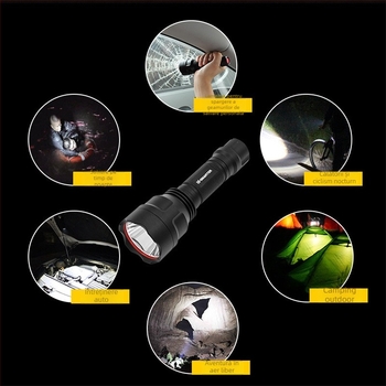 Lanternă LED C8 T6, reîncărcabilă, corp din aliaj de aluminiu, baterie 18650, rază 200–500 m