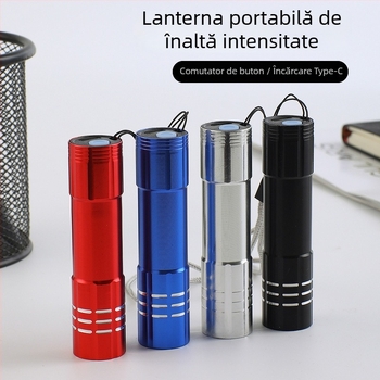 Mini lanternă de mână, corp din aliaj de aluminiu, LED 5W, IPX4, rază de 100 m