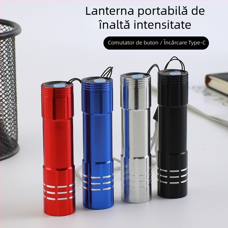 Mini lanternă de mână, corp din aliaj de aluminiu, LED 5W, IPX4, rază de 100 m