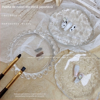 Unelte pentru unghii: lorossi paletă de culori din sticlă cristal cu suport pentru stilou perlă pentru gel, placă de amestec din sticlă, recuzită fotografică