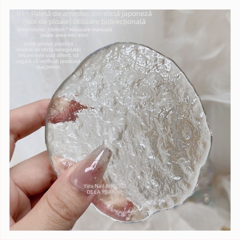 Unelte pentru unghii: lorossi paletă de culori din sticlă cristal cu suport pentru stilou perlă pentru gel, placă de amestec din sticlă, recuzită fotografică