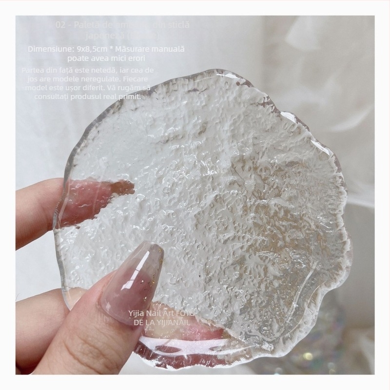 Unelte pentru unghii: lorossi paletă de culori din sticlă cristal cu suport pentru stilou perlă pentru gel, placă de amestec din sticlă, recuzită fotografică
