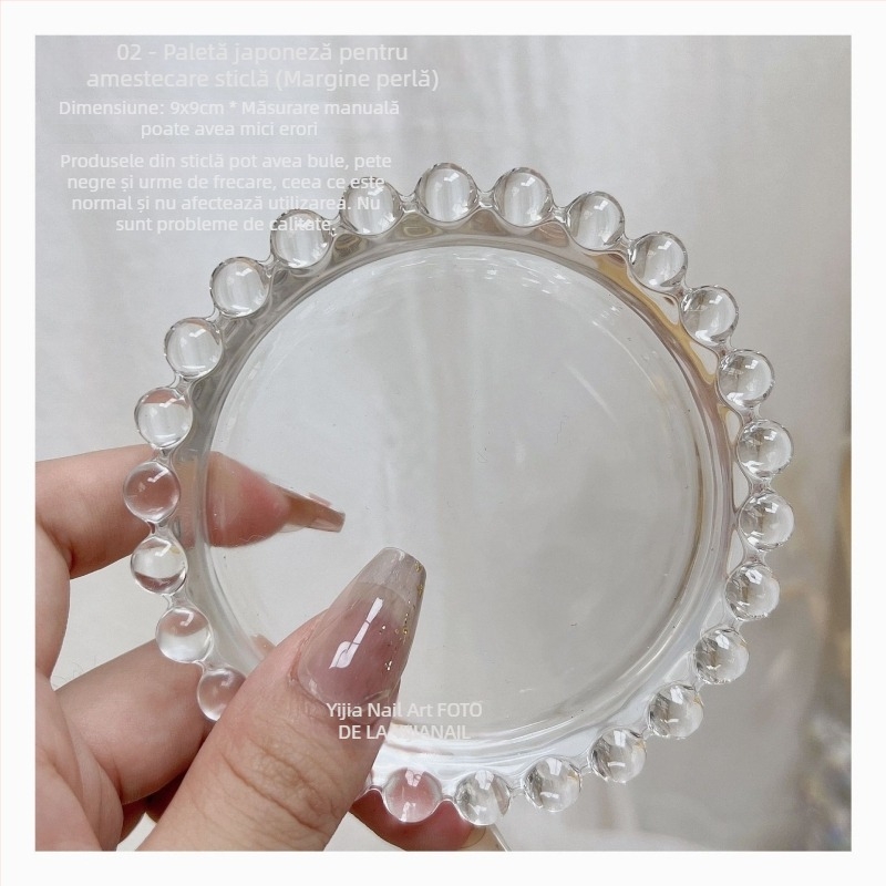 Unelte pentru unghii: lorossi paletă de culori din sticlă cristal cu suport pentru stilou perlă pentru gel, placă de amestec din sticlă, recuzită fotografică