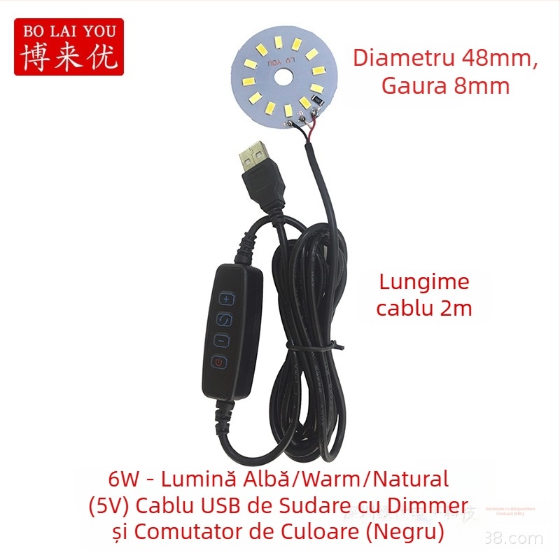 Lampa LED USB pentru birou cu reglaj de intensitate, alimentare 5V USB, întrerupător cu buton, abajur din aluminiu, suport metalic