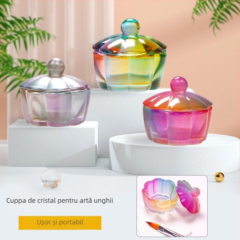 Cupa de cristal pentru manichiură, cu capac, în formă de petală – Brand Todays Show, Origine Yiwu, Material: Altul, Instrumente pentru unghii