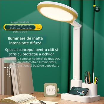 Lampă de birou pentru învățare cu protecție oculară, anti-lumină albastră, fără pâlpâire; încărcare USB, pliabilă, reglaj intensitate luminoasă, control tactil, baterie încorporată, lumină de noapte