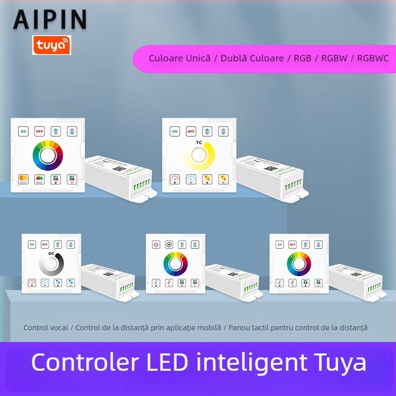 Controler LED de dimming TY-13-1CH cu telecomandă 2.4G+WiFi, alimentare 5-24V, reglaj luminozitate 10-100%, 1 canal