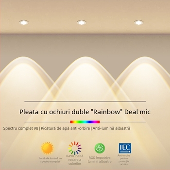 Spot LED încastrat ultra-subțire pentru living, 220V, CRI≥95, carcasă din aluminiu, control prin întrerupător de perete