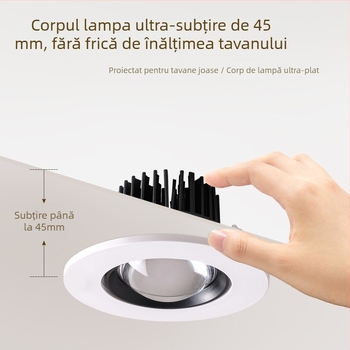 Spot LED încastrat ultra-subțire pentru living, 220V, CRI≥95, carcasă din aluminiu, control prin întrerupător de perete