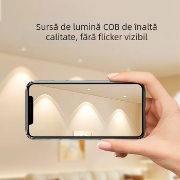 Spot LED încastrat ultra-subțire pentru living, 220V, CRI≥95, carcasă din aluminiu, control prin întrerupător de perete