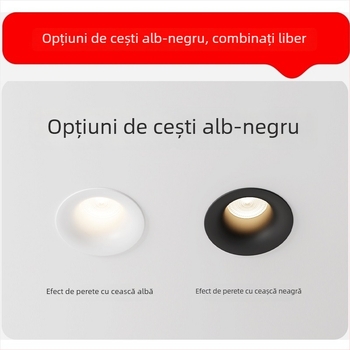 Downlight LED fără ramă, profil arc curbat, încastrat, COB LED, 220V, carcasă din aluminiu, deschidere 75 mm, 82 mm dimensiune totală, 3000–6000K