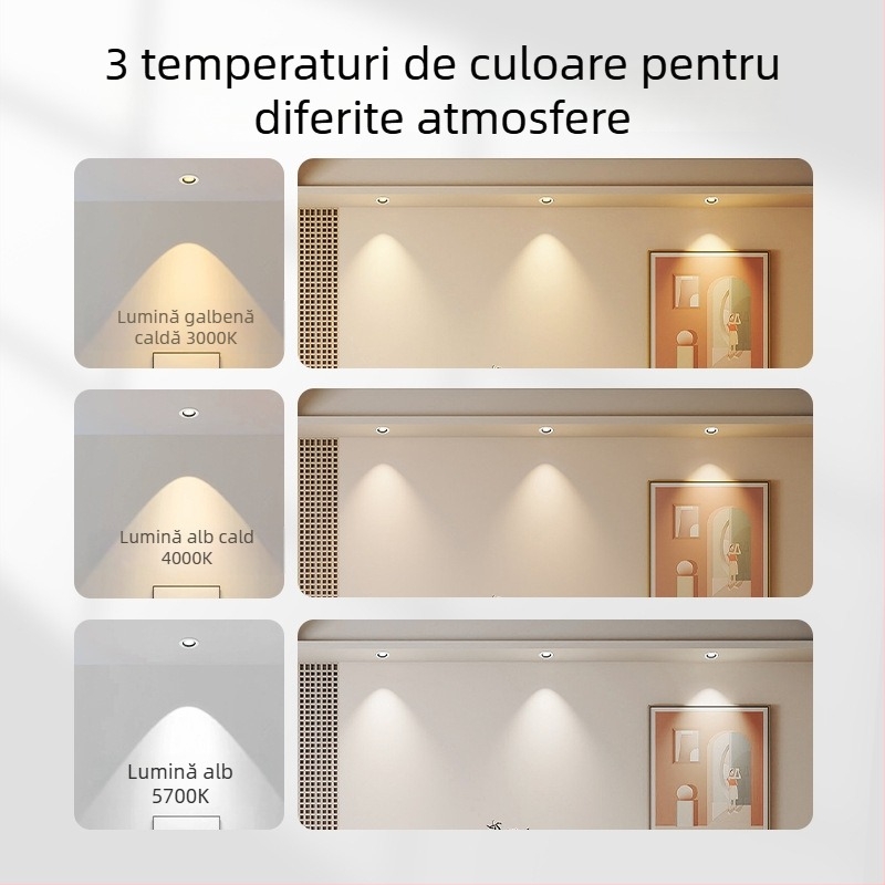 Spot COB LED încorporat, iluminat de tavan din aluminiu, fascicul reglabil, CRI 80–89, 220V, Trio Aurora