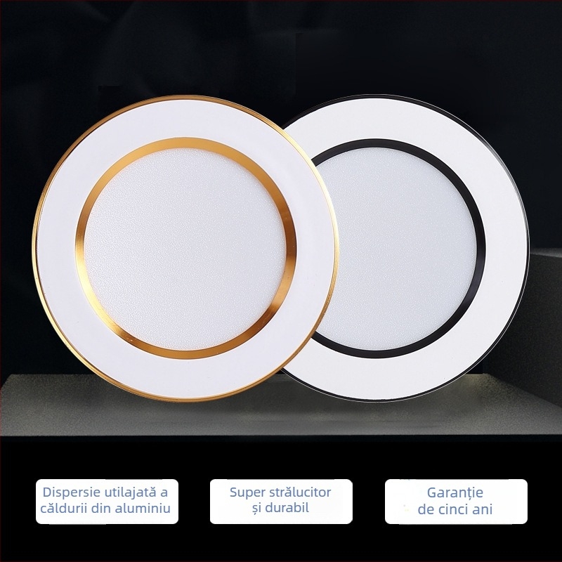 Downlight LED ultra-subțire, încastrat, anti-strălucire, reglaj în trei culori, 6000K, 220V