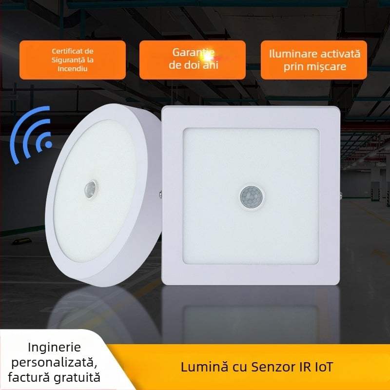 Downlight LED cu senzor PIR, carcasă din aluminiu, 85–265V, durată de viață 80.000 h, Eficiență energetică Clasa 5