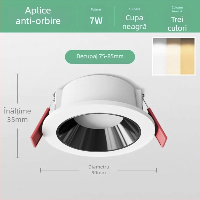 Downlight LED cu temperatură de culoare reglabilă, CRI ≥ 90, 111–240V