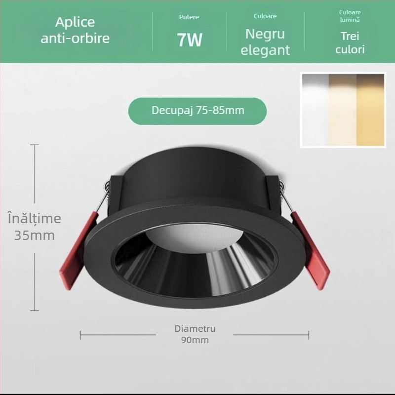 Downlight LED cu temperatură de culoare reglabilă, CRI ≥ 90, 111–240V