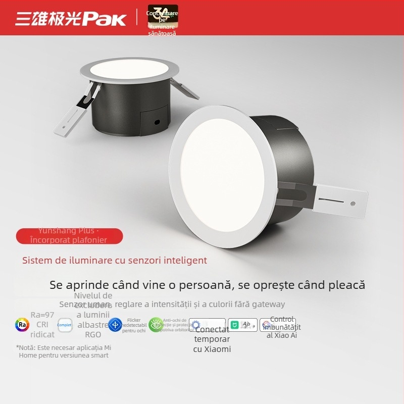 LED downlight cu CRI ≥90, 4000K, reglare continuă a luminozității, 220V, montaj ascuns